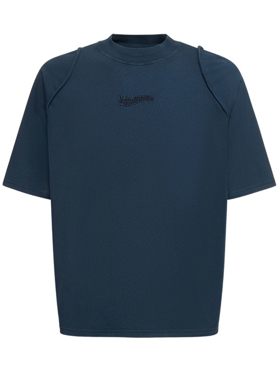 Jacquemus: T-shirt Le Tshirt Camargue in cotone - Blu Navy - men_0 | Luisa Via Roma
