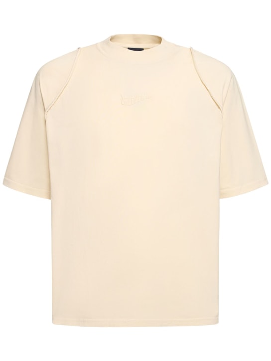 Jacquemus: T-shirt Le Tshirt Camargue in cotone - Beige Chiaro - men_0 | Luisa Via Roma