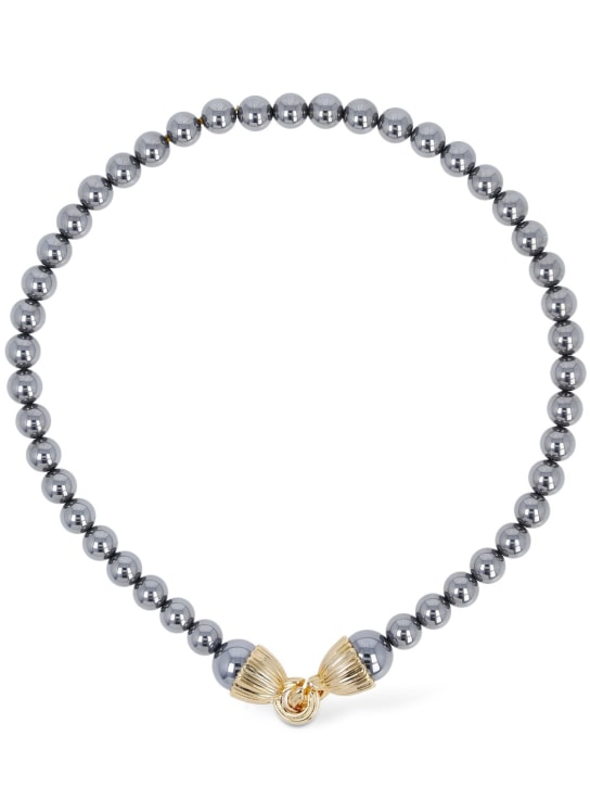 Timeless Pearly: Chunky pearl necklace - Grey/Gold - women_0 | Luisa Via Roma