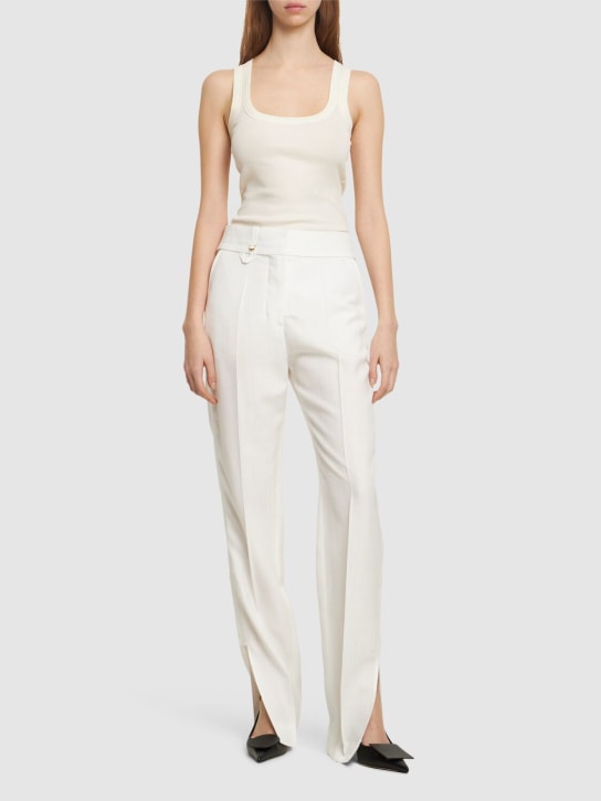 Jacquemus: Le Pantalon Tibau viscose pants - White - women_1 | Luisa Via Roma