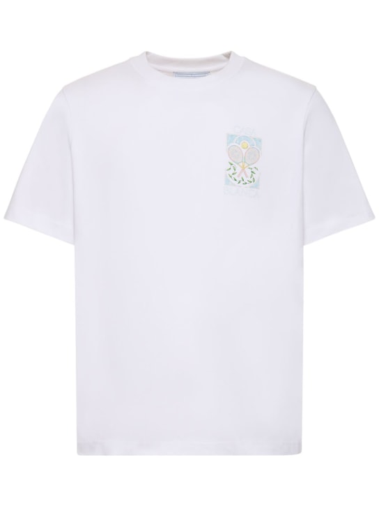 Casablanca: Tennis Pastelle printed t-shirt - Beyaz - men_0 | Luisa Via Roma