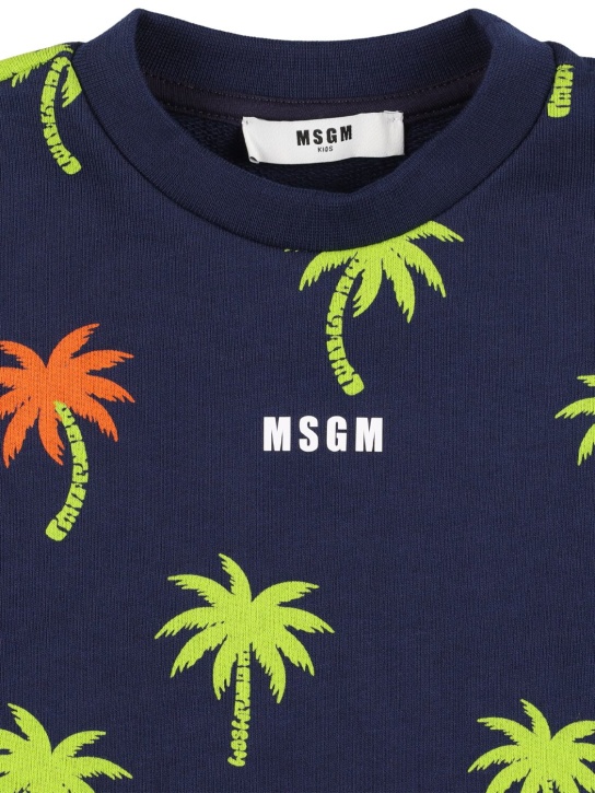 MSGM: コットンスウェットシャツ - ブルー - kids-boys_1 | Luisa Via Roma