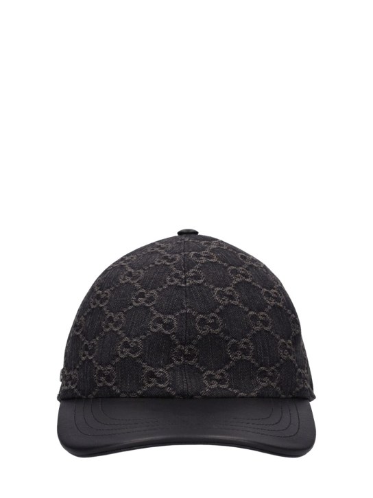 Gucci: GG denim baseball hat - Siyah/Gri - women_0 | Luisa Via Roma