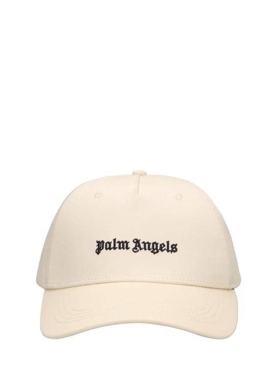 Palm Angels: Classic logo cotton baseball cap - White - women_0 | Luisa Via Roma