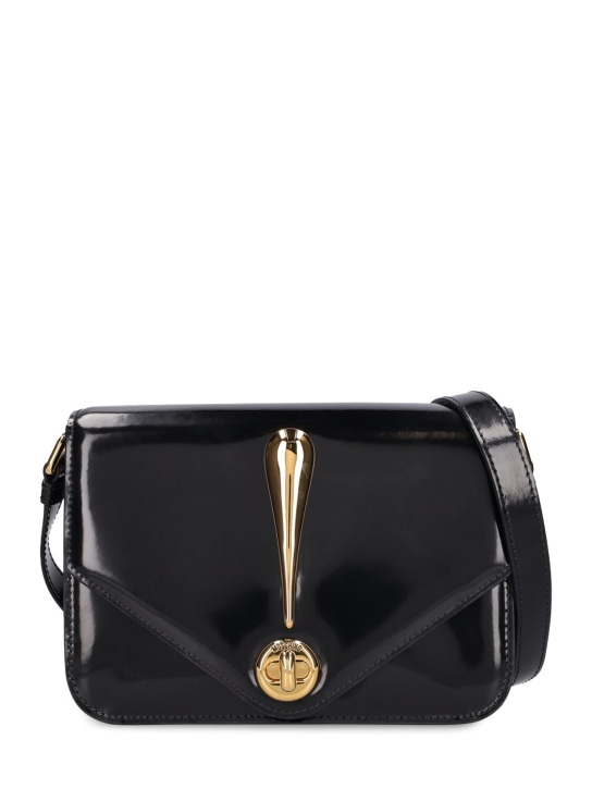 Moschino: Gone With The Wind leather shoulder bag - Siyah - women_0 | Luisa Via Roma