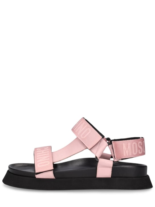 Moschino logo discount leather flat sandals