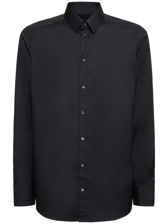 Dolce&Gabbana: Cotton poplin shirt - Black - men_0 | Luisa Via Roma