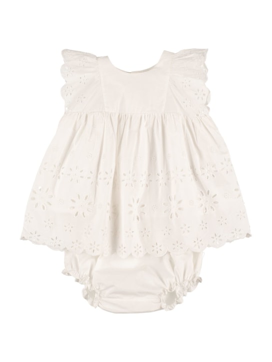 Bonpoint: Vestido de algodón bordado - Blanco - kids-girls_0 | Luisa Via Roma