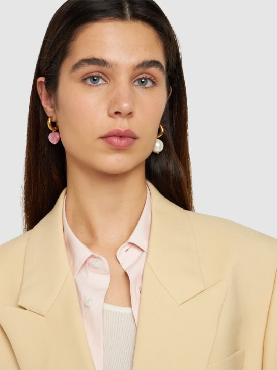 Timeless Pearly: Pearl & heart mismatched earrings - White/Pink - women_1 | Luisa Via Roma