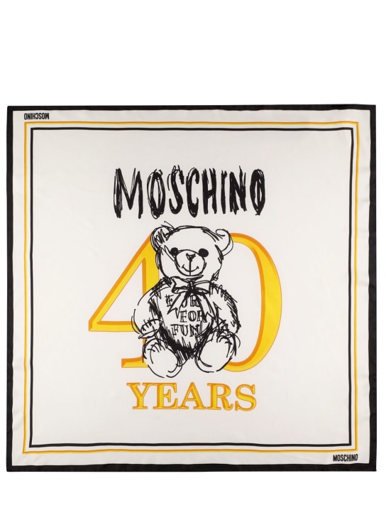 Moschino: Logo印图真丝围巾 - 白色 - women_0 | Luisa Via Roma