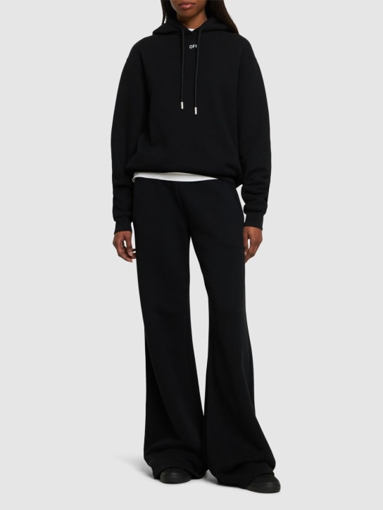 Off-White: Diag embroidered regular cotton hoodie - Siyah - women_1 | Luisa Via Roma