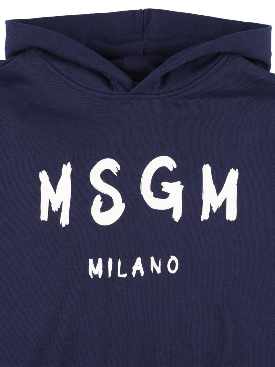 MSGM: Sweatshirt mit Kapuze und Druck - Blau - kids-boys_1 | Luisa Via Roma