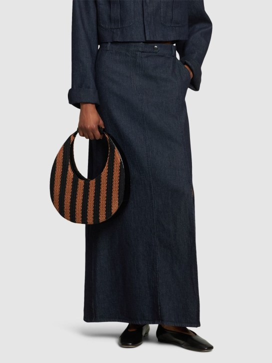 Staud: Moon woven top handle bag - Black/Tan - women_1 | Luisa Via Roma