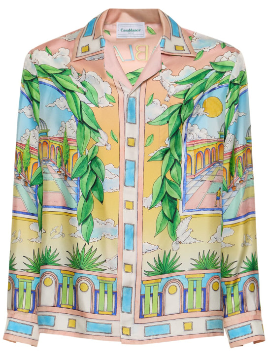 Casablanca: Cuban collar silk shirt - Multicolor - men_0 | Luisa Via Roma