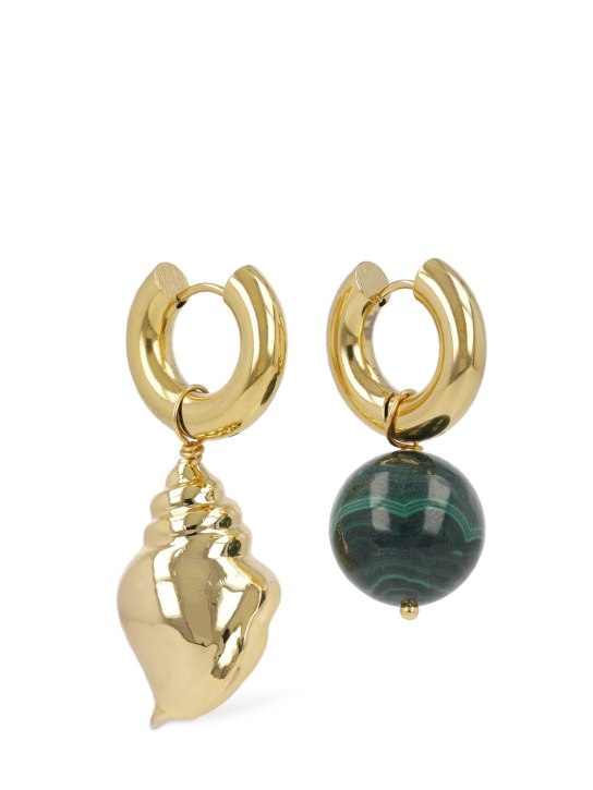 Timeless Pearly: Pearl & shell mismatched earrings - Green/Gold - women_0 | Luisa Via Roma