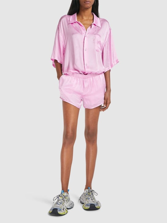 Balenciaga: Silk jacquard running shorts - Pink - women_1 | Luisa Via Roma