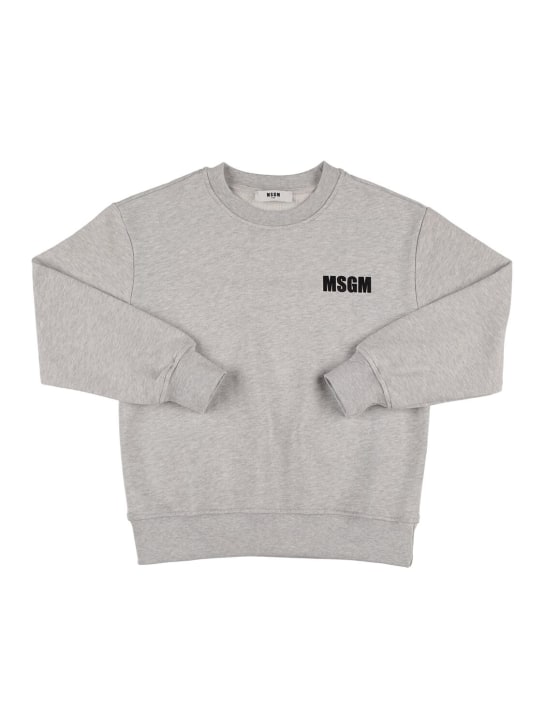 MSGM: Sweat-shirt en coton - Gris - kids-girls_1 | Luisa Via Roma