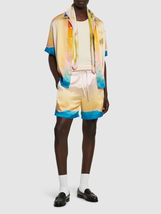 Casablanca: Shorts de seda con con cordón - Multicolor - men_1 | Luisa Via Roma