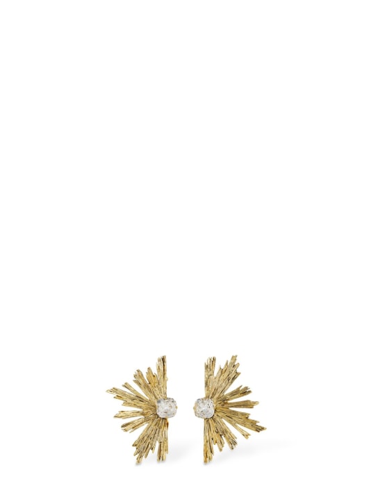 Saint Laurent: Brass & crystal sun earrings - Gold/Crystal - women_0 | Luisa Via Roma