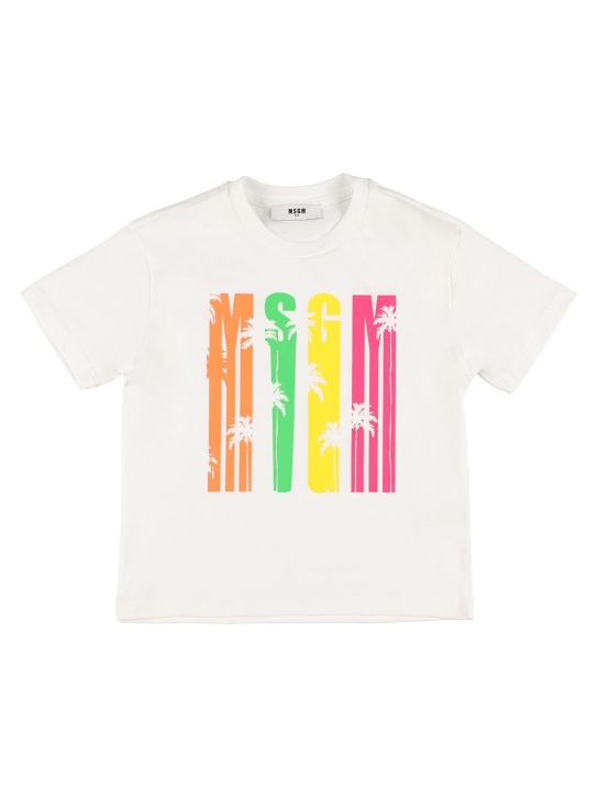 MSGM: コットンジャージーTシャツ - ホワイト - kids-girls_0 | Luisa Via Roma