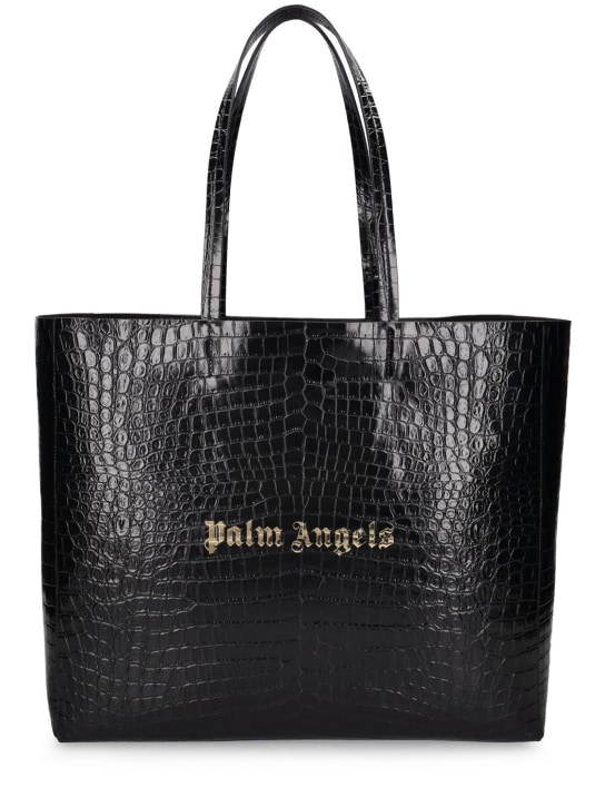 Palm Angels: Borsa shopping Palm in pelle - Nero - women_0 | Luisa Via Roma