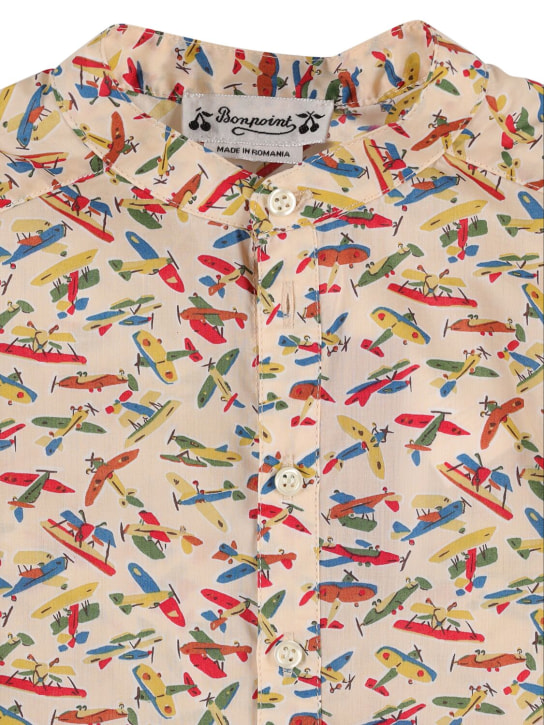 Bonpoint: Camisa de popelina de algodón con logo - Multicolor - kids-boys_1 | Luisa Via Roma