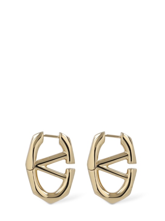 Valentino Garavani: V Logo boldies huggie earrings - Gold - women_0 | Luisa Via Roma