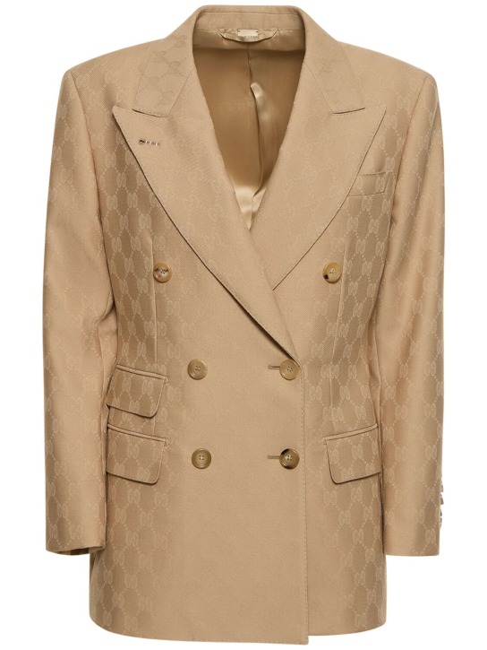Gucci: GG wool jacquard jacket - Camel - women_0 | Luisa Via Roma