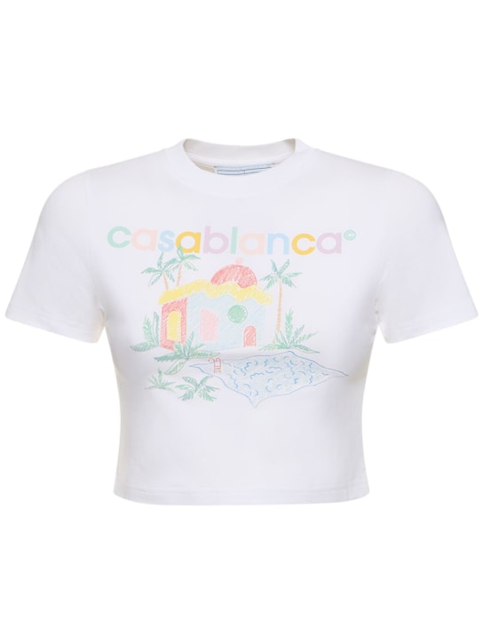 Casablanca: T-shirt imprimé Maison Memphis - Blanc - women_0 | Luisa Via Roma