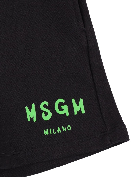 MSGM: Shorts in felpa di cotone con tasche - Nero - kids-boys_1 | Luisa Via Roma