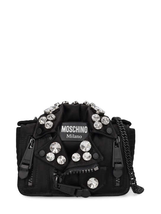 Moschino: Still Life With Heart Biker shoulder bag - Siyah - women_0 | Luisa Via Roma