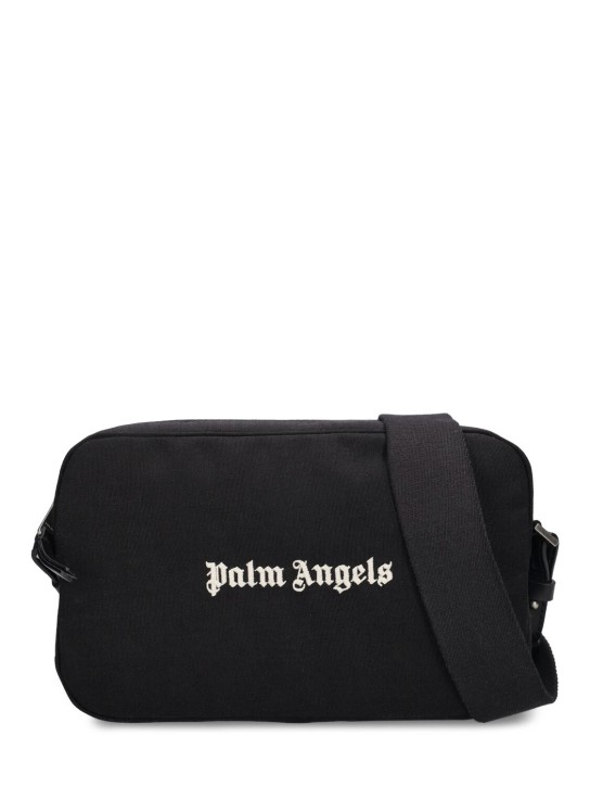 Palm Angels: Cordura logo nylon camera bag - Siyah - men_0 | Luisa Via Roma
