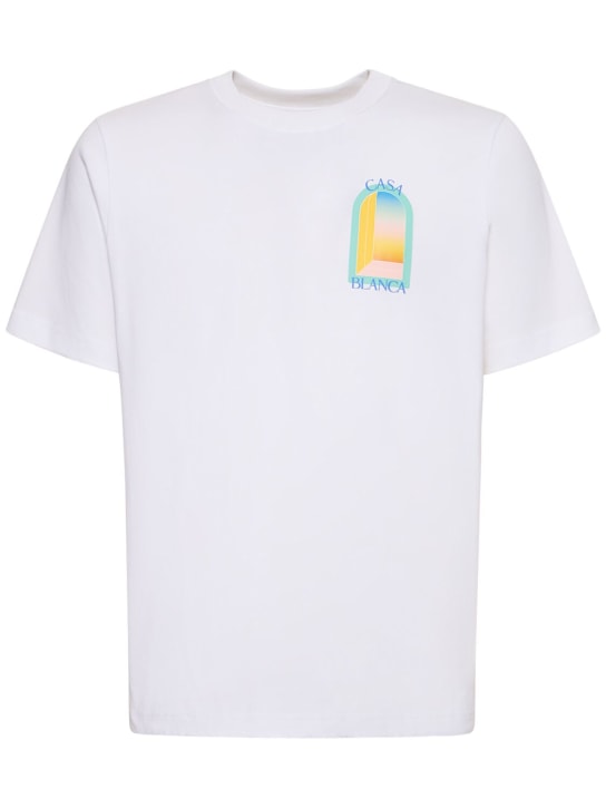 Casablanca: L'Arc Colore printed t-shirt - Beyaz - men_0 | Luisa Via Roma