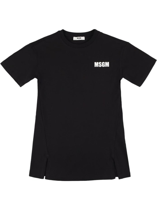 MSGM: Cotton jersey dress - Siyah - kids-girls_1 | Luisa Via Roma