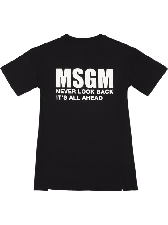 MSGM: Cotton jersey dress - Siyah - kids-girls_0 | Luisa Via Roma