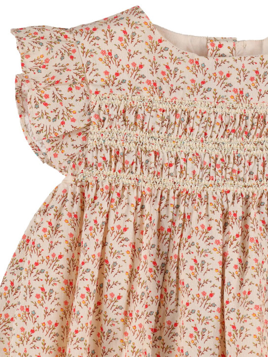 Bonpoint: Vestito in cotone stampato con ricami - Beige - kids-girls_1 | Luisa Via Roma