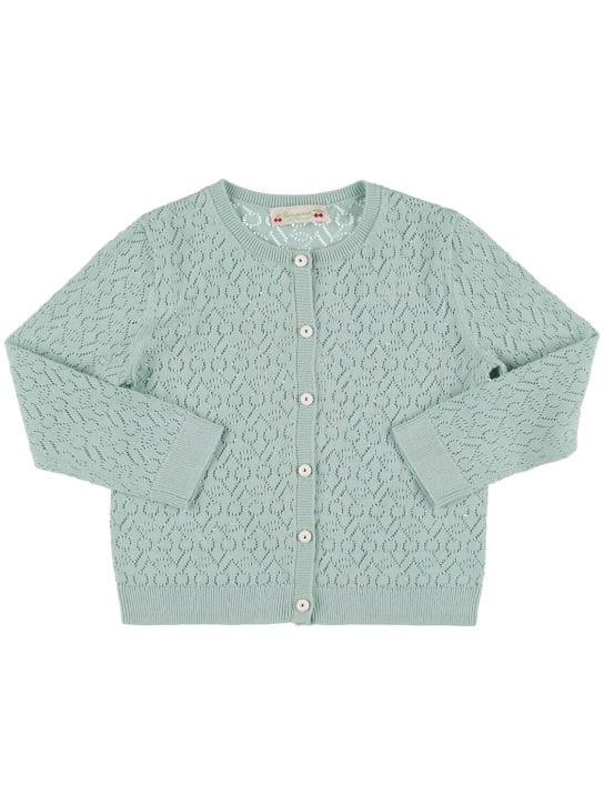 Bonpoint: Cherry cotton knit cardigan - Yeşil - kids-girls_0 | Luisa Via Roma