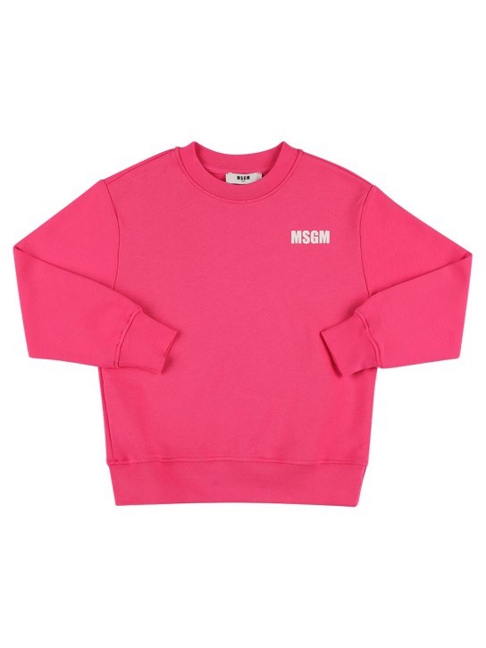 MSGM: Cotton sweatshirt - Fuşya - kids-girls_1 | Luisa Via Roma