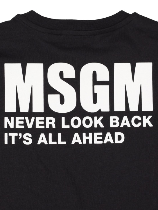 MSGM: Camiseta de jersey de algodón con logo - Negro - kids-girls_1 | Luisa Via Roma