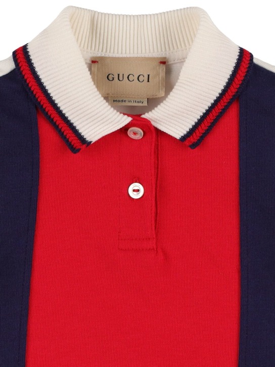 Gucci: Robe en jersey de coton web - Milk/Red - kids-girls_1 | Luisa Via Roma