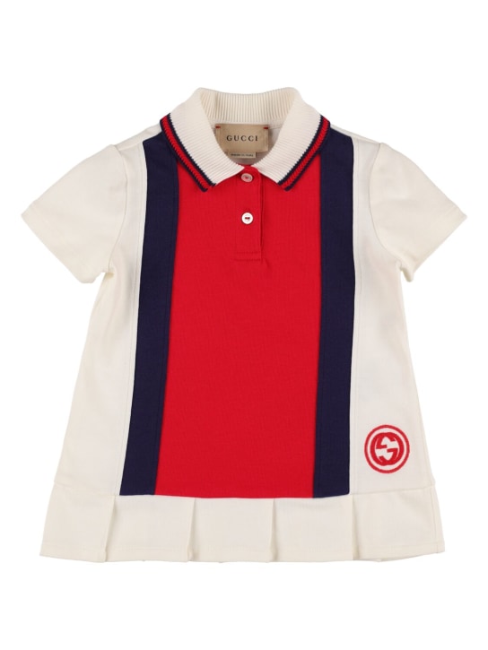 Gucci: Vestito in jersey di cotone - Milk/Red - kids-girls_0 | Luisa Via Roma