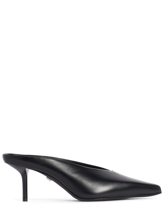 Max Mara: 60毫米MM皮革穆勒鞋 - 黑色 - women_0 | Luisa Via Roma