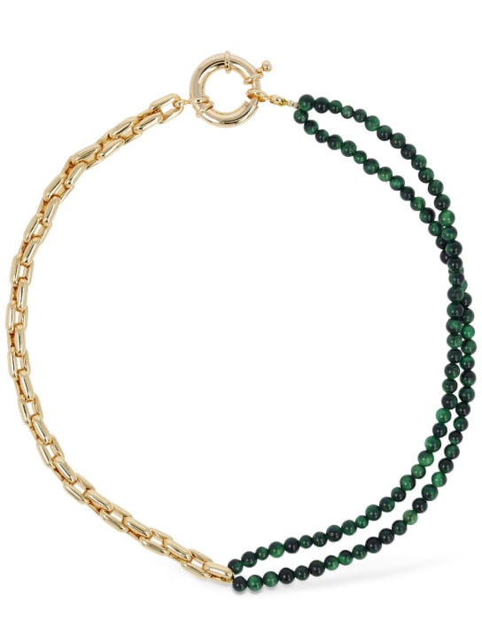 Timeless Pearly: Pearl & chain necklace - Green/Gold - women_0 | Luisa Via Roma