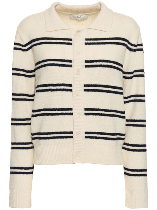 Dunst: Striped open collar knit cardigan - Cream/Navy - women_0 | Luisa Via Roma