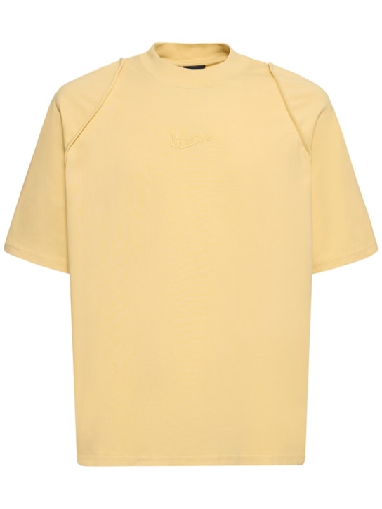 Jacquemus: T-shirt Le Tshirt Camargue in cotone - Giallo - men_0 | Luisa Via Roma