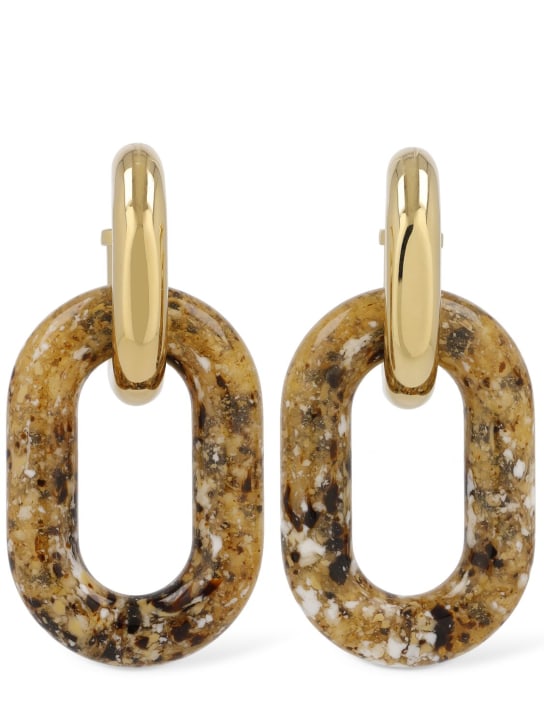 Rabanne: XL link double pendant earrings - Gold/Multi - women_0 | Luisa Via Roma
