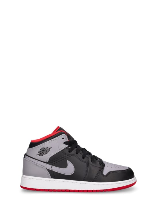 Nike: Air Jordan 1 Mid sneakers - Black/Cement Grey - kids-boys_0 | Luisa Via Roma