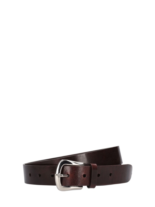 Brunello Cucinelli: Leather belt - Fondente - men_0 | Luisa Via Roma