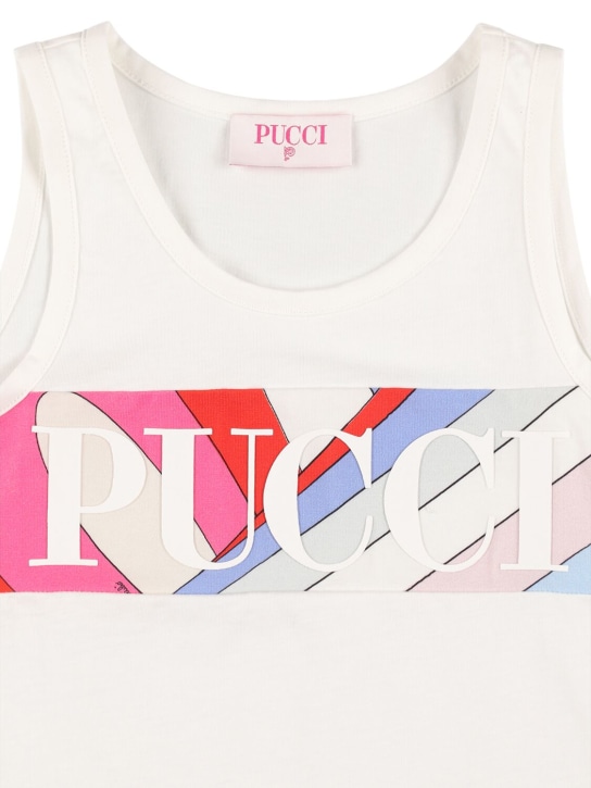Pucci: Logo cotton jersey tank top - Ivory - kids-girls_1 | Luisa Via Roma