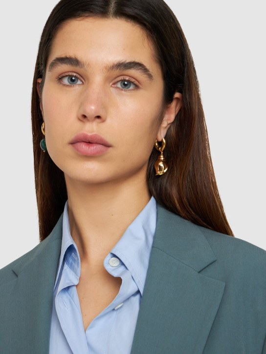 Timeless Pearly: Pearl & shell mismatched earrings - Green/Gold - women_1 | Luisa Via Roma